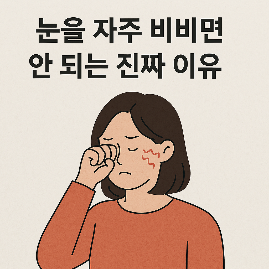 눈 자주 비비면 안되는 진짜 이유 눈비비는 여자가 그려진 썸네일
