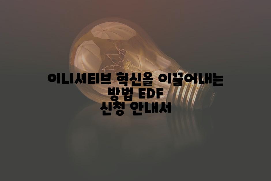 이니셔티브 혁신을 이끌어내는 방법 EDF 신청 안내서