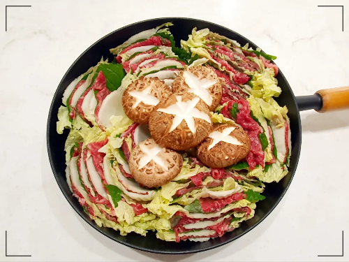 밀푀유나베- 냄비-꽃-배열