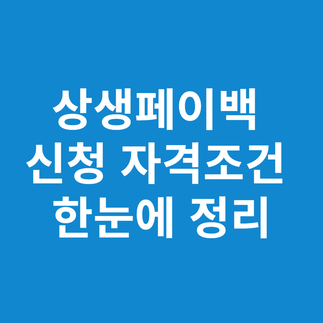 2025년 상생페이백 – 신청 프로세스와 자격조건 한눈에 정리