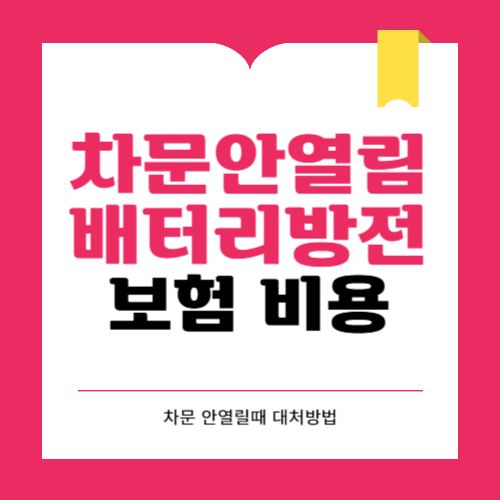 차 문 안 열림 배터리 방전, 긴급 조치 및 보험 처리 비용까지 총정리