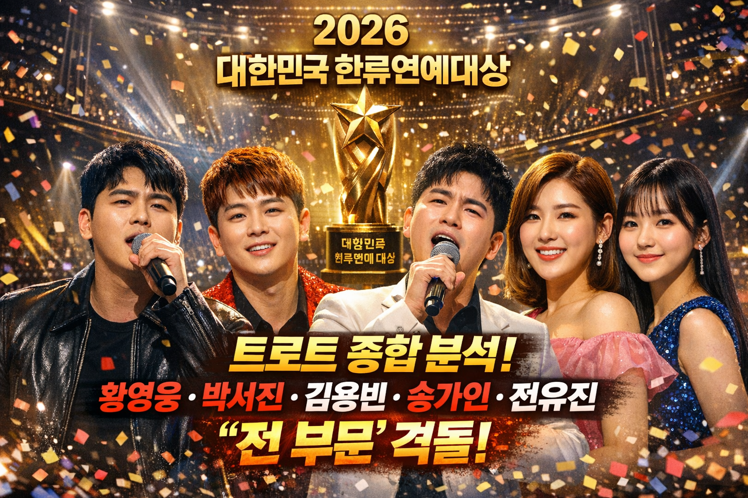 2026 대한민국 한류연예대상 트로트 종합 분석: 황영웅·박서진·김용빈·송가인·전유진 '전 부문' 격돌