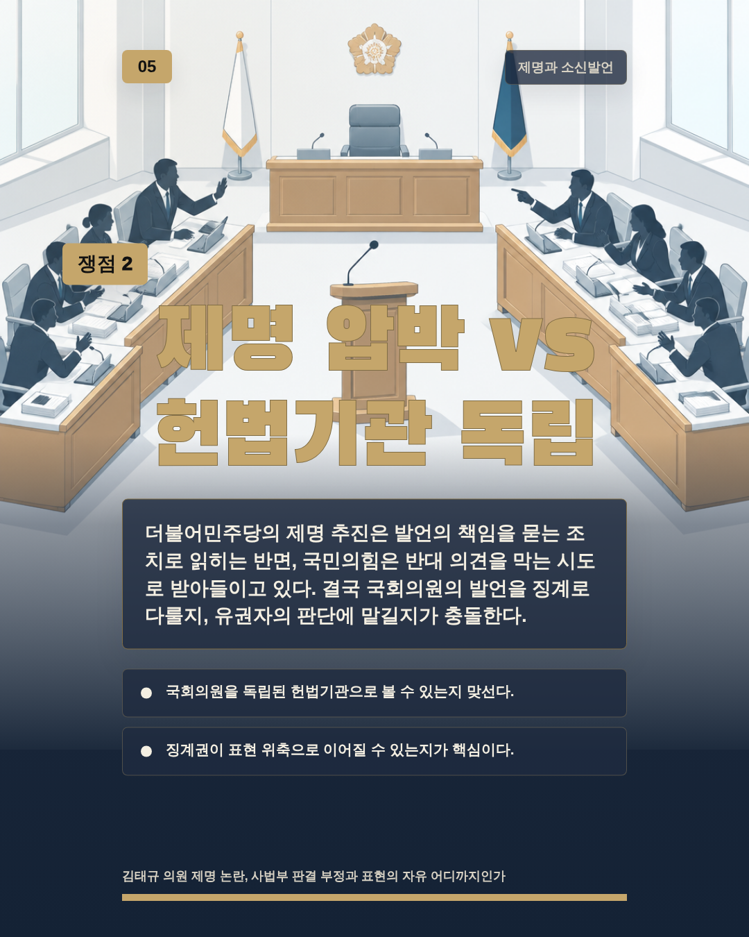 제명 압박 vs 헌법기관 독립