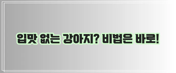 강아지 식욕 부진 극복 식욕 증진 트릭이 필요합니다!