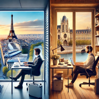 프랑스 파리와 리옹에서 일하는 모습 비교사진