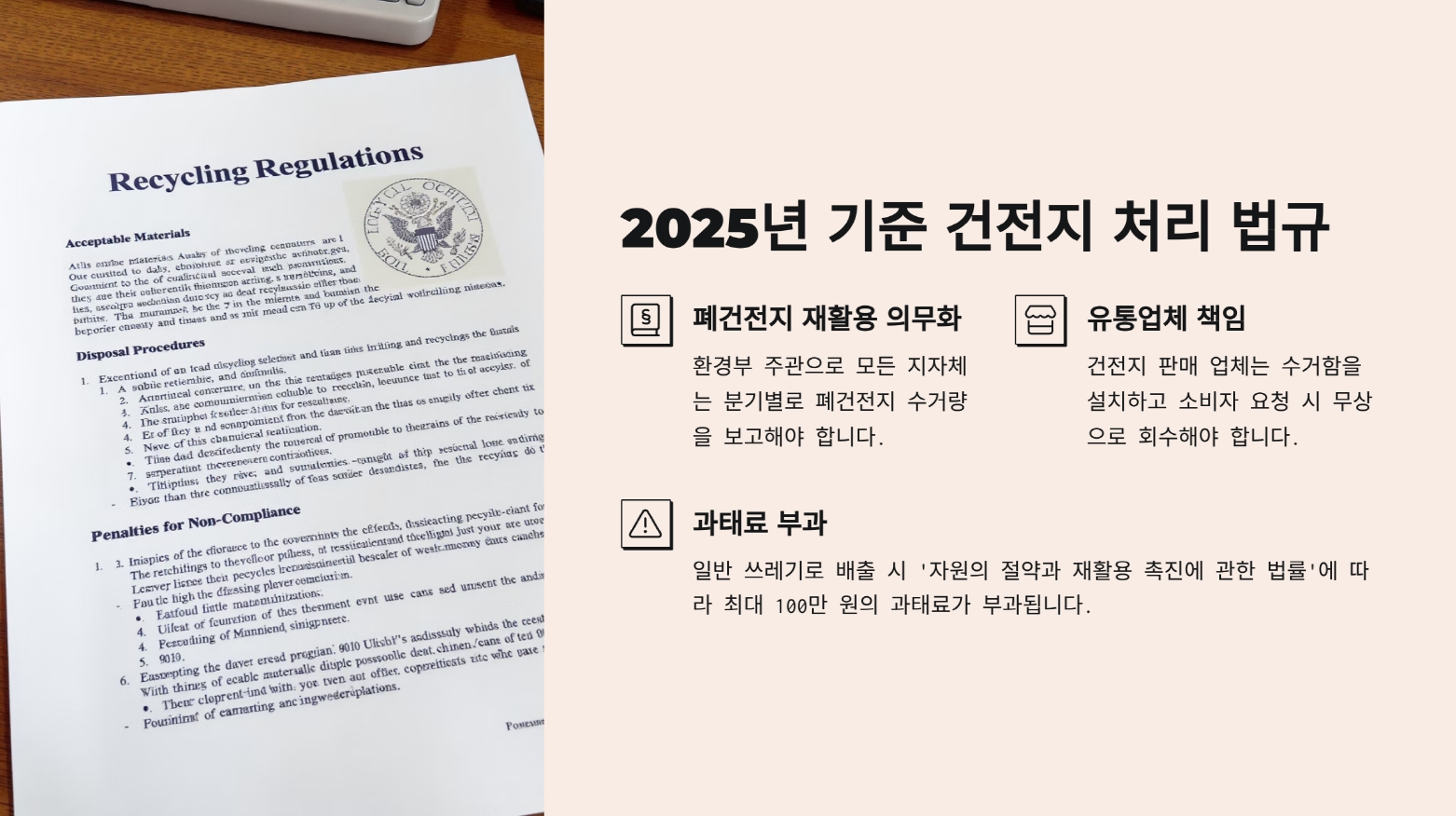 2025년 기준 건전지 처리 법규