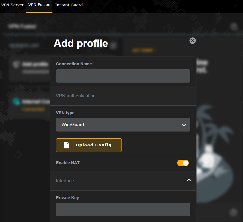 라우터 VPN Fusion Add profile