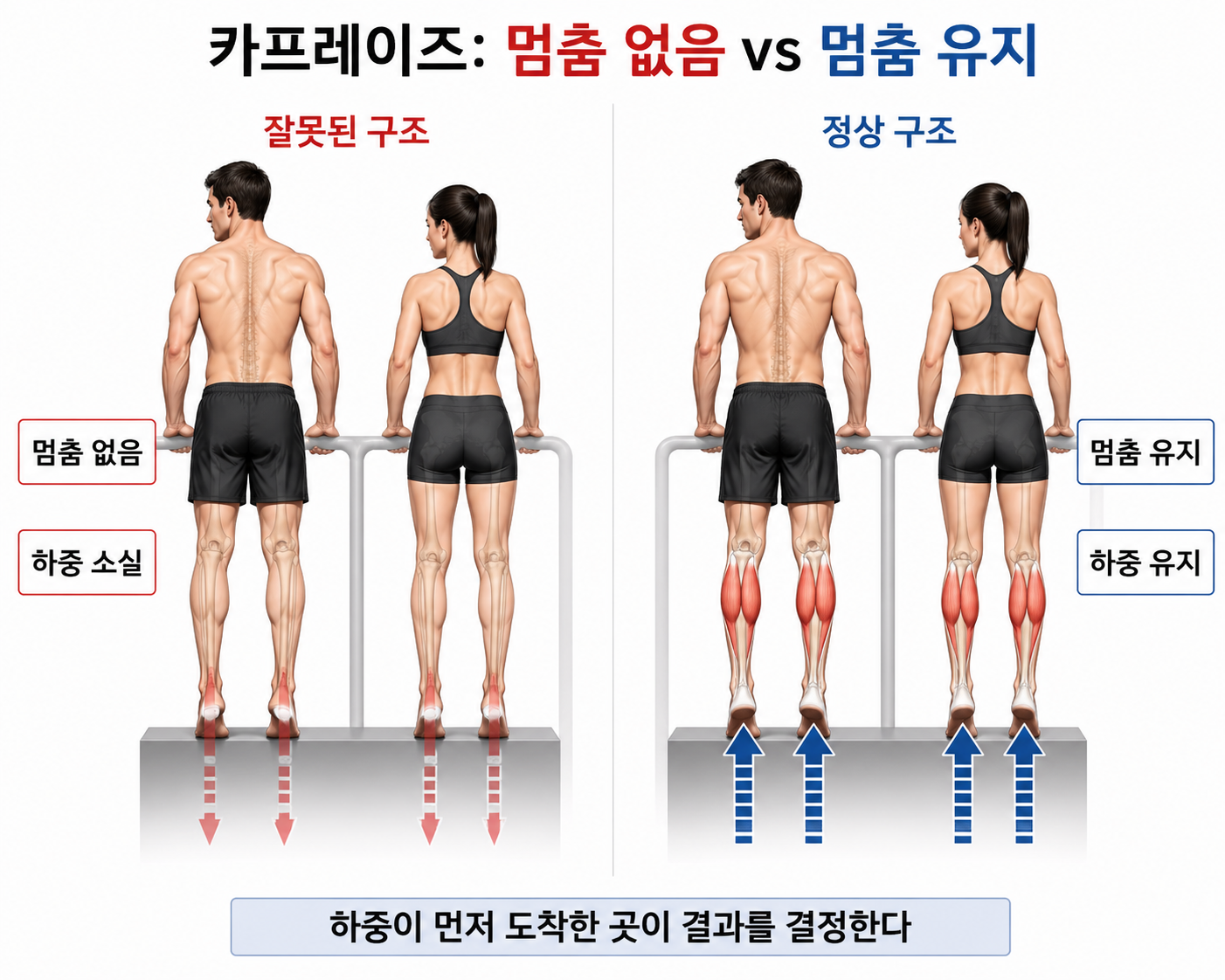 카프레이즈: 멈춤 없음 vs 멈춤 유지”