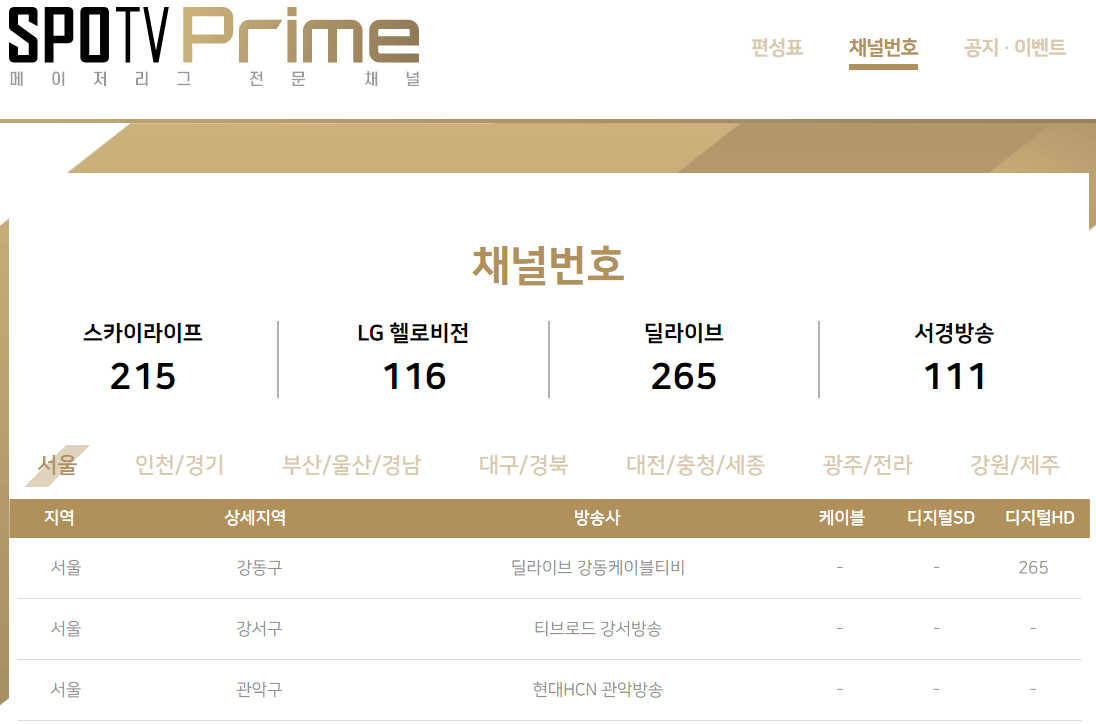 스포티비-프라임-사이트-채널번호