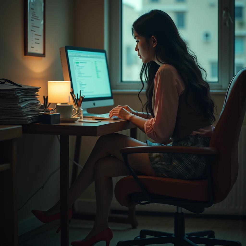 PC를 보며 은행 이자율 비교 중 이미지