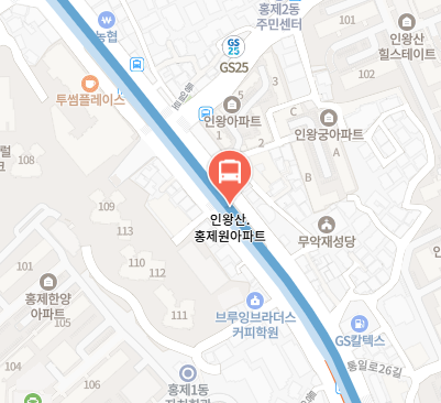 인왕산.홍제원아파트에서 인천공항 리무진 공항버스(6005번) 지도 위치