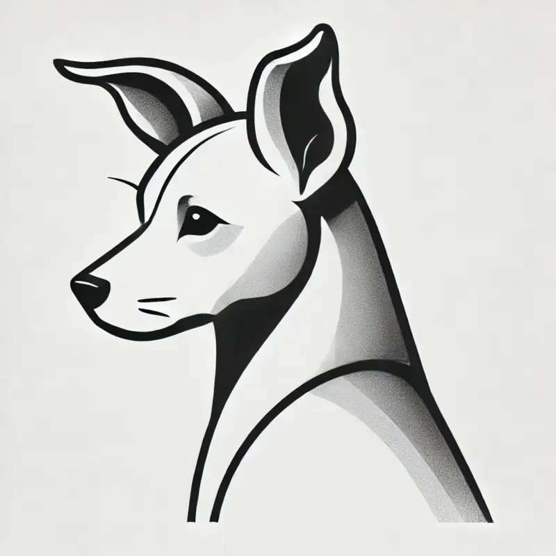 귀를 뒤로 젖힌 개의 옆모습을 통해 불안, 복종, 흥분이라는 감정의 스펙트럼을 담아냈습니다.