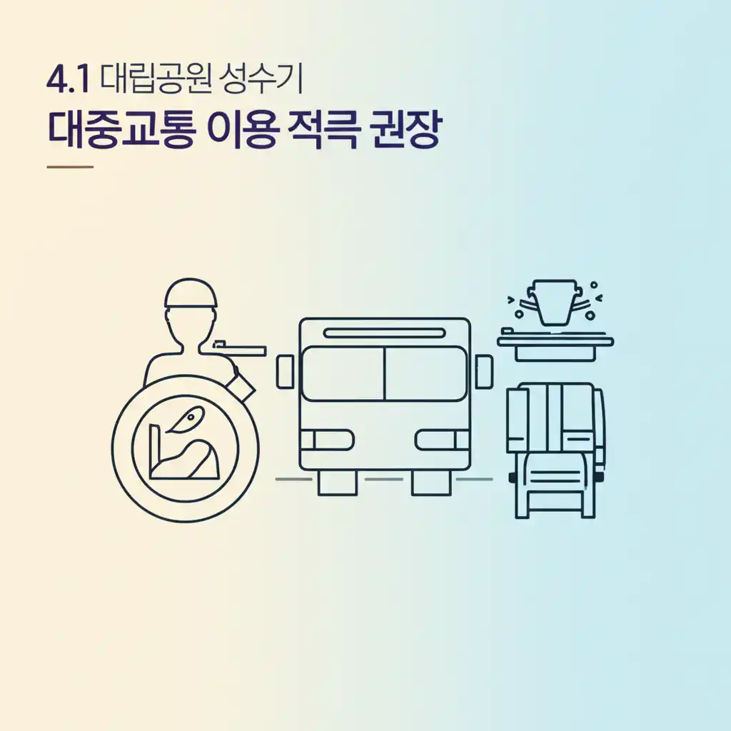 4.1 국립공원 성수기, 대중교통 이용으로 혼잡을 피하는 탐방객 모습.