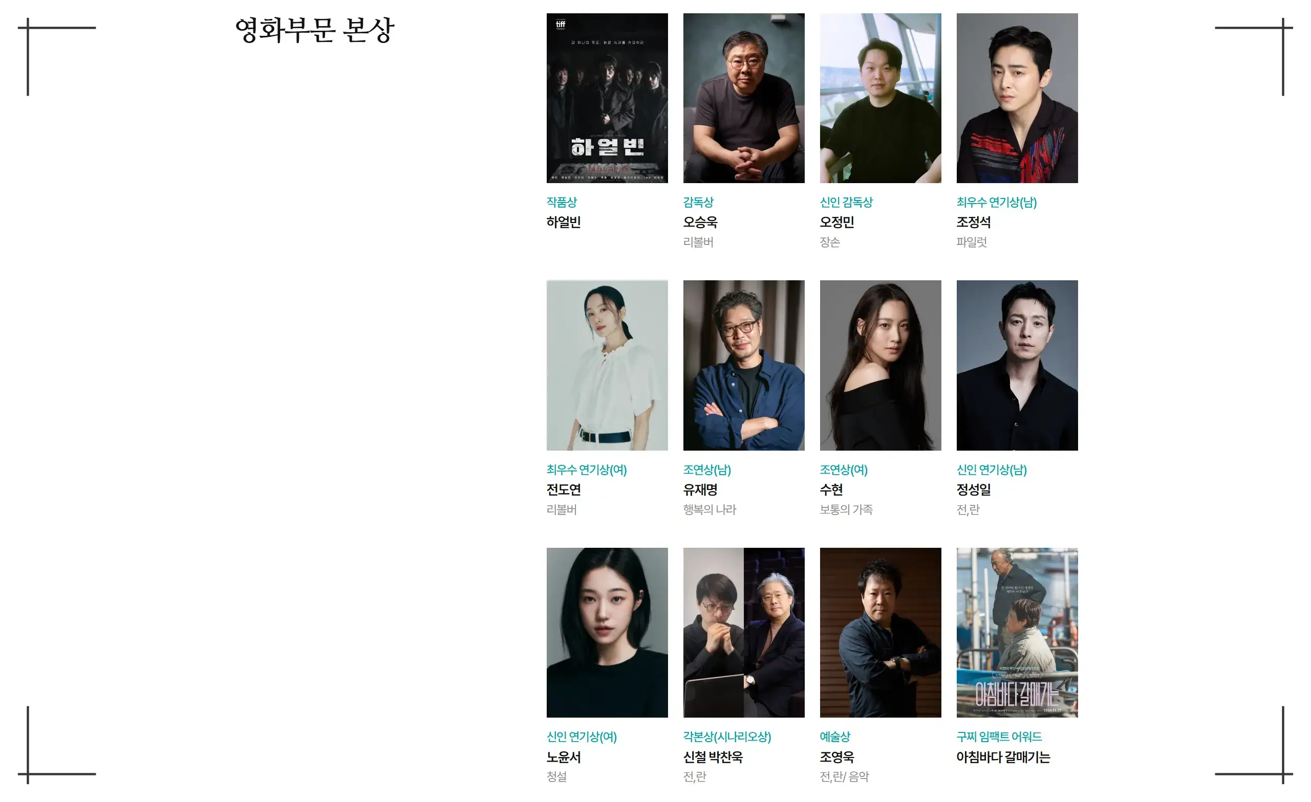 61회 백상예술대상 수상작