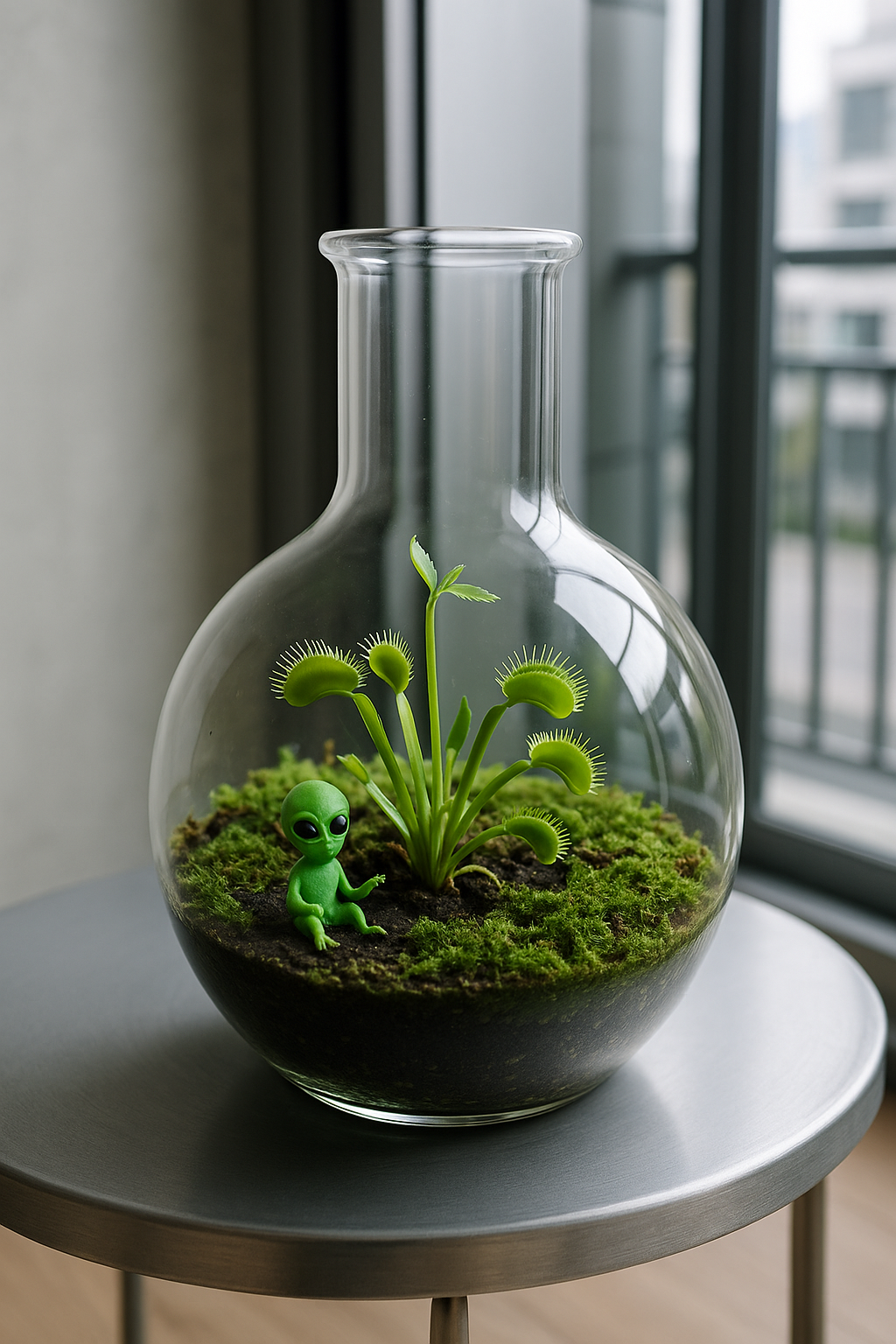 유리병에 테라리움 파리지옥 사진