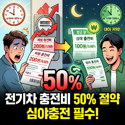 전기차 충전 요금 50% 절약하는 심야 충전 팁