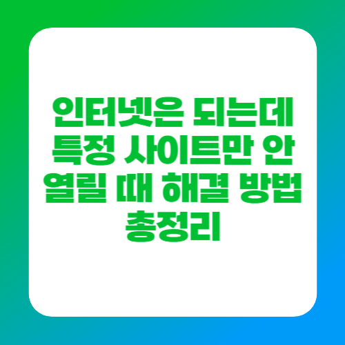 인터넷은 되는데 특정 사이트만 안 열릴 때 해결 방법 총정리