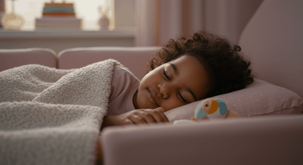 편안하게 자고 있는 어린이