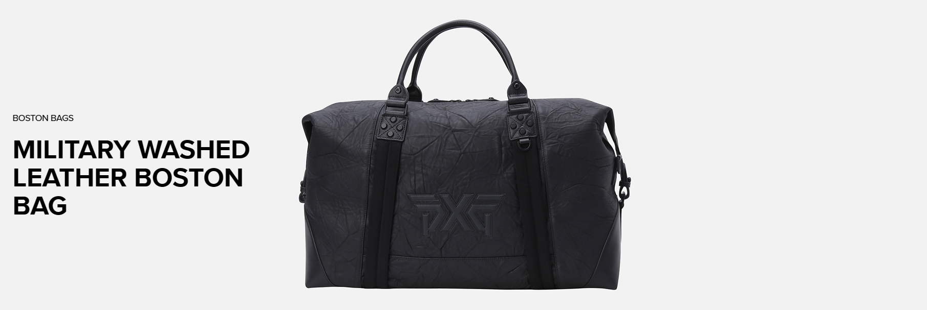 PXG 밀리터리 워시드 가죽 보스턴 백