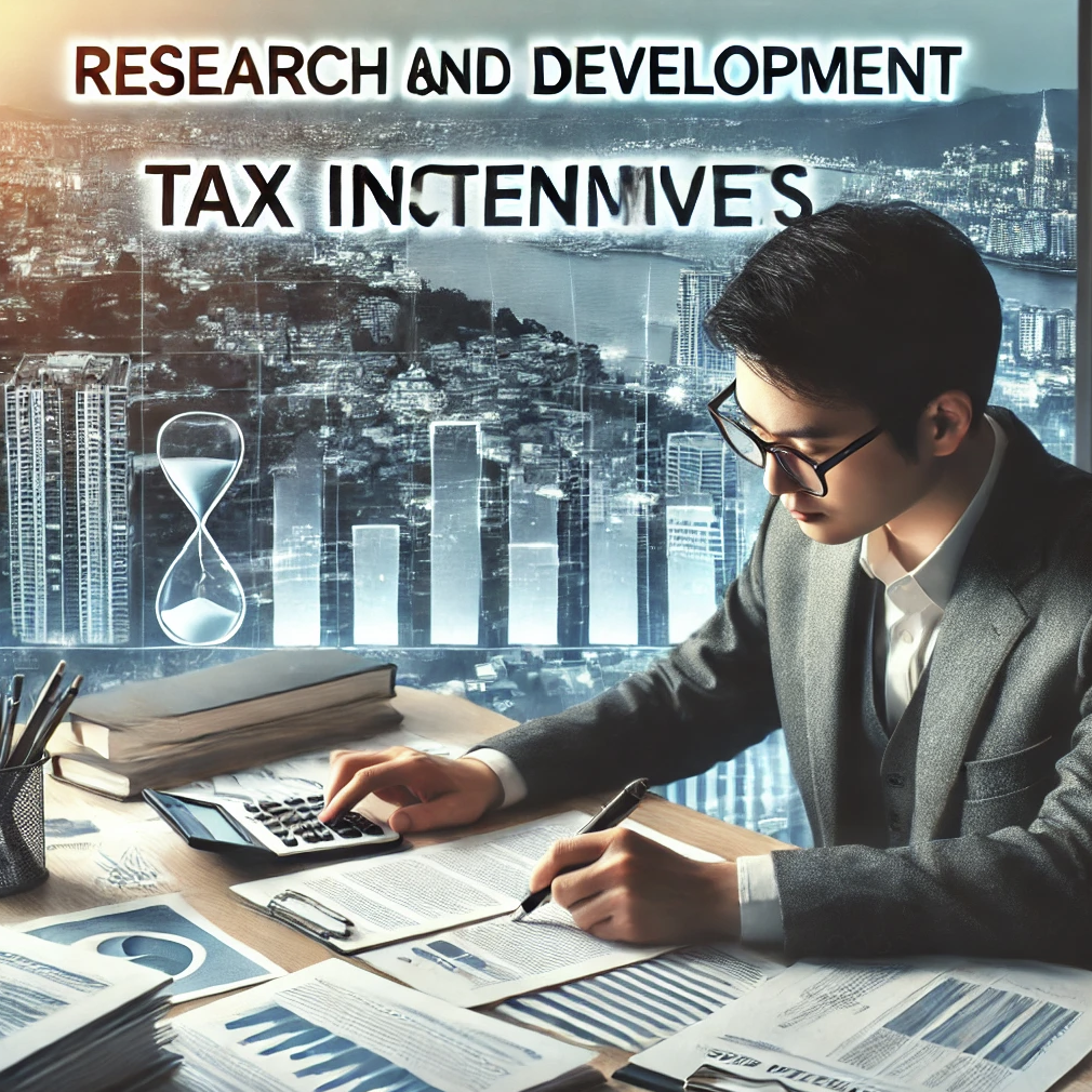 전문가가 법인세 절세 혜택에 관한 금융보고서를 검토하는 장면