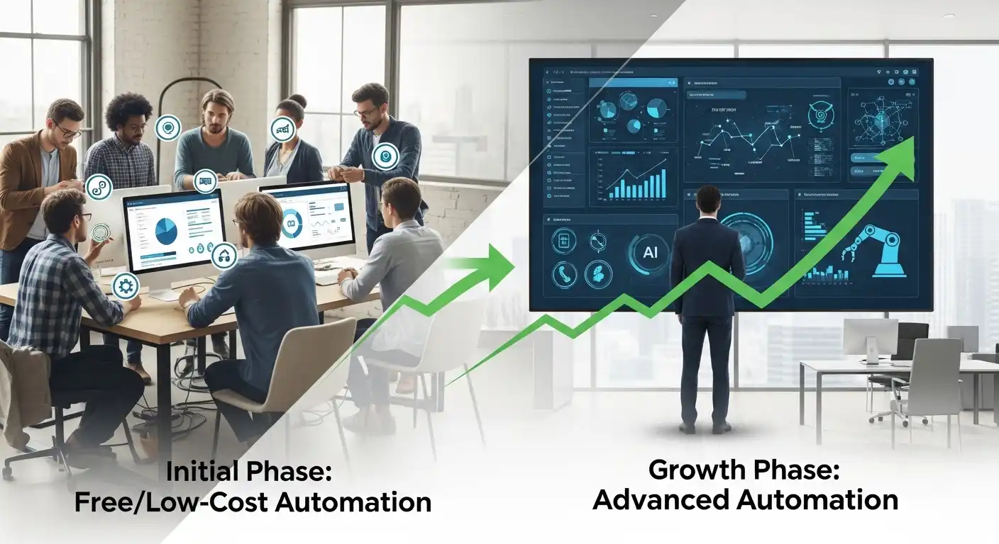 <img src="automation_tool_scaling_plan.webp" alt="비용 대비 효과를 고려한 자동화 도구 선택과 확장 전략">