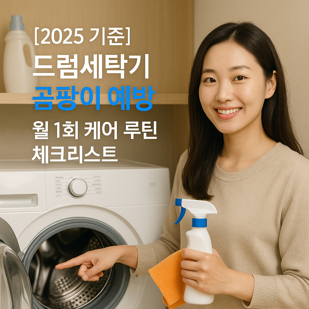[2025 기준] 드럼세탁기 곰팡이 예방 ｜ 월 1회 케어 루틴 체크리스트