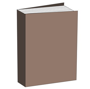 세로로 놓여 있는 책 한 권 (갈색)