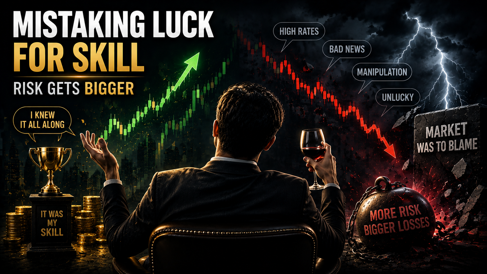 Investor mistaking luck for skill and increasing investment risk due to self-serving bias