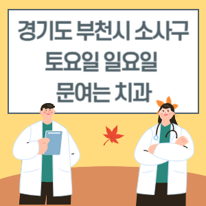 부천시 소사구 토요일 일요일 치과 진료 문여는 병원 리스트