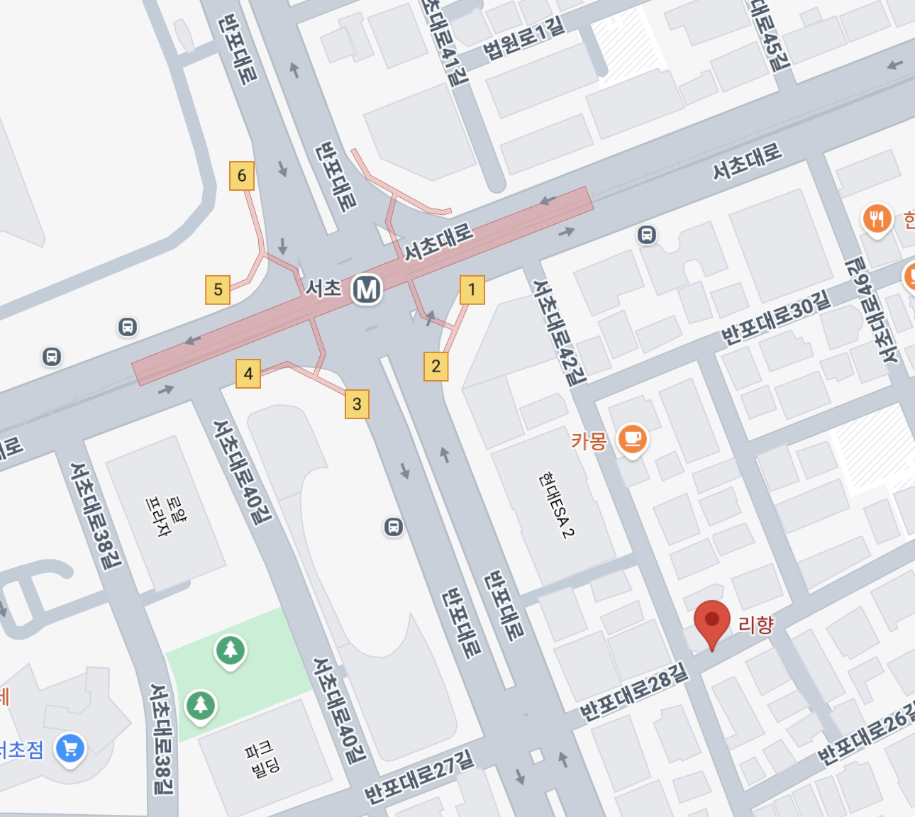 서초역 짜장면 맛집 베스트 3 : 리향 위치 지도