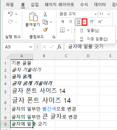 밑줄 옵션