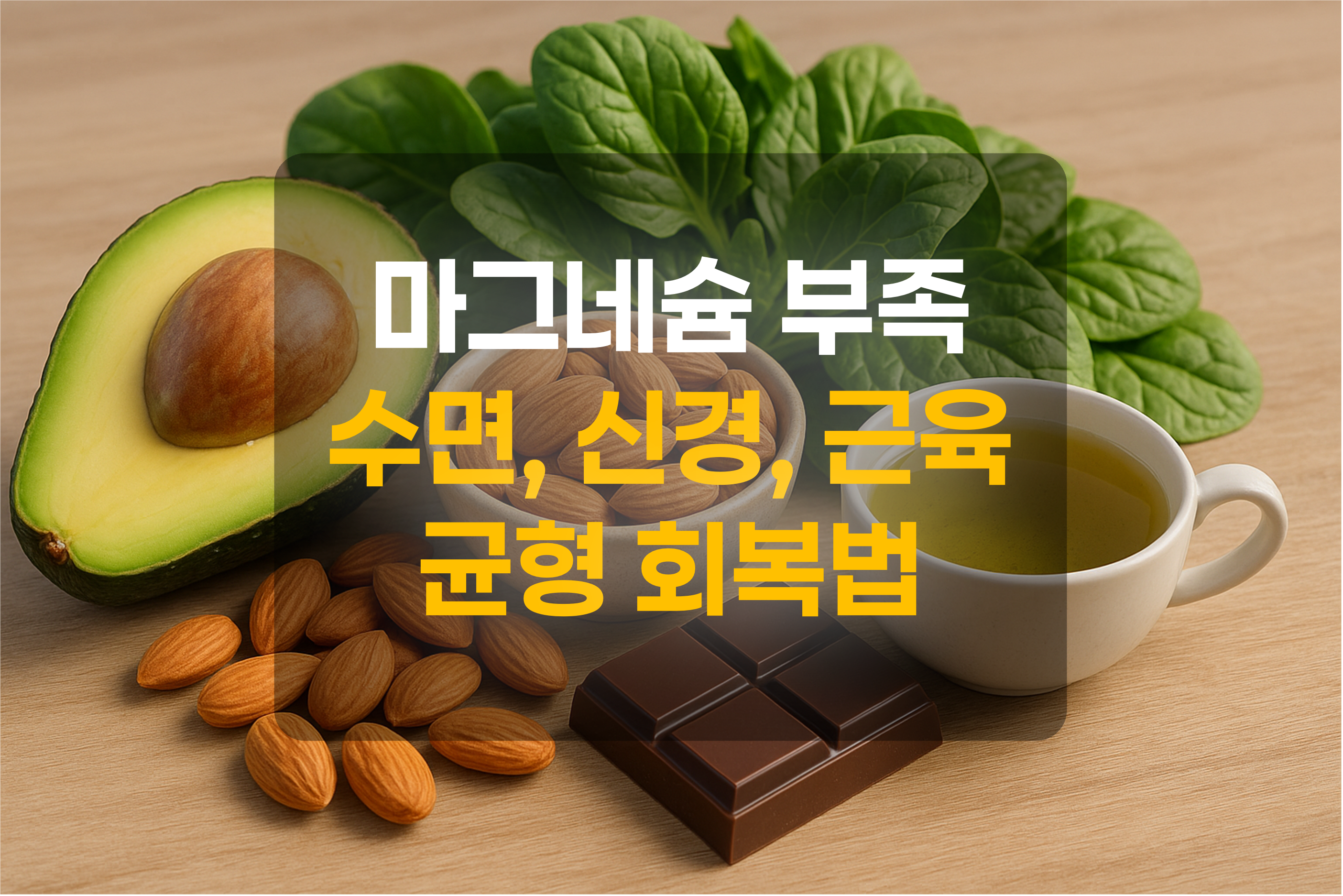 마그네슘 보충에 좋은 음식을 표현햔 그림