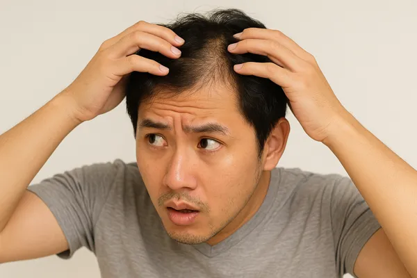 탈모 증상 확인하는 남성