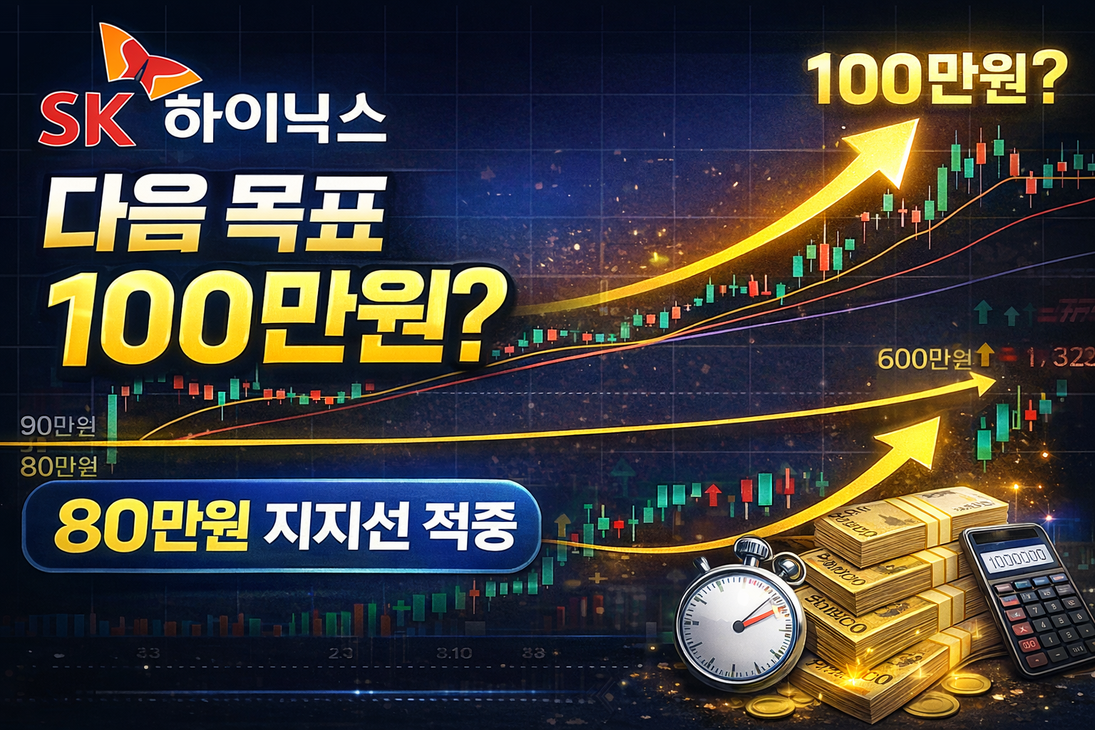 SK하이닉스 주가 반등과 80만원 지지선 분석을 설명하는 반도체 투자 이미지