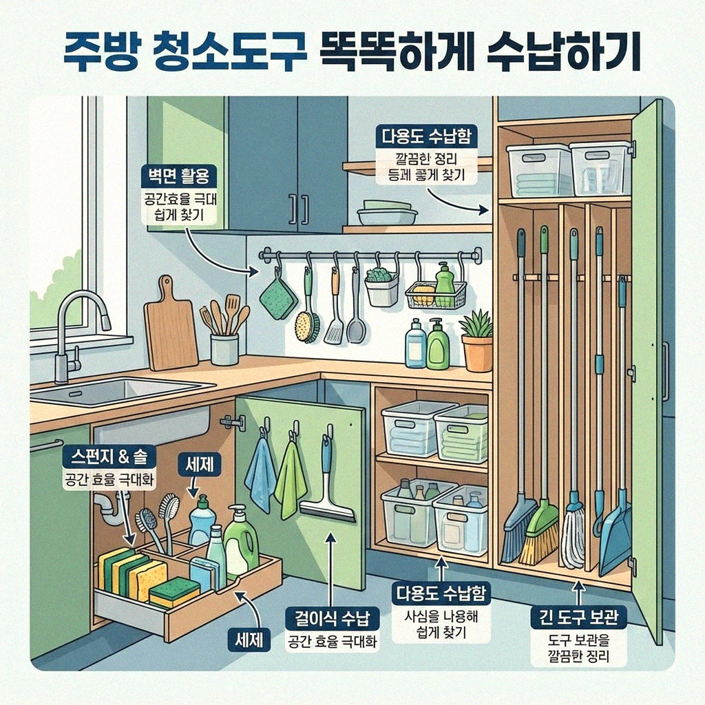 우리 집 청소도구 구역별로 깔끔하게 정리하는 법