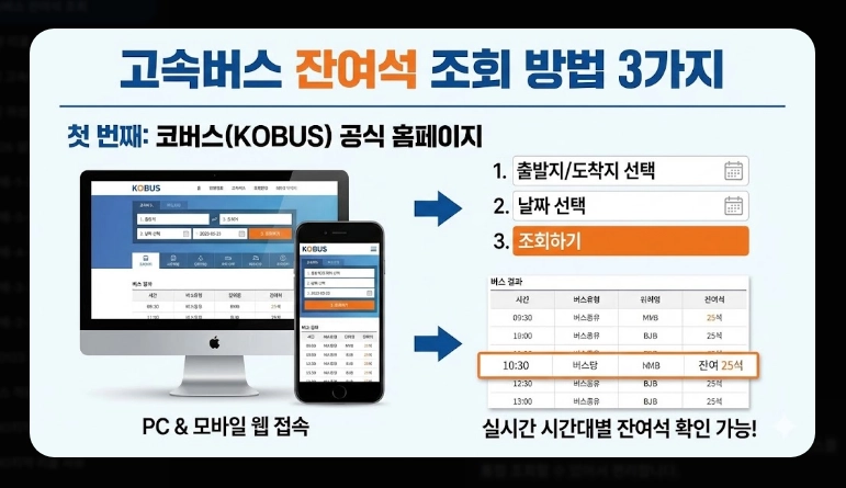 고속버스 잔여석 조회(방법, 코버스)(실시간 + 수수료)