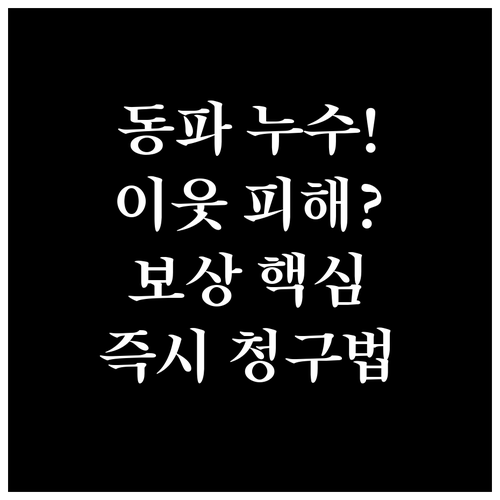 동파로 인한 내 집·이웃집 누수 피해..