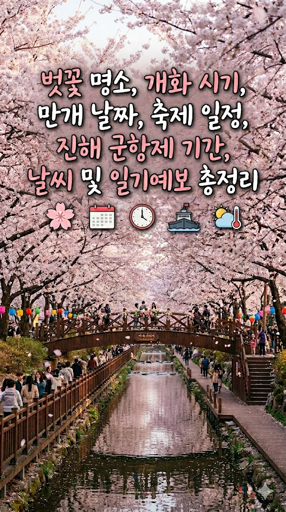 벚꽃 명소, 개화 시기, 만개 날짜, 축제 일정, 진해 군항제 기간, 날씨 및 일기예보 총정리