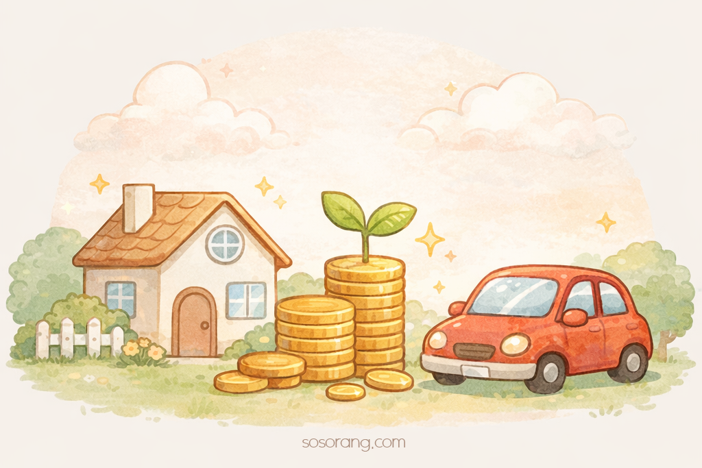 기초연금 재산 기준에서 부동산과 자동차 재산 평가 개념 설명 이미지