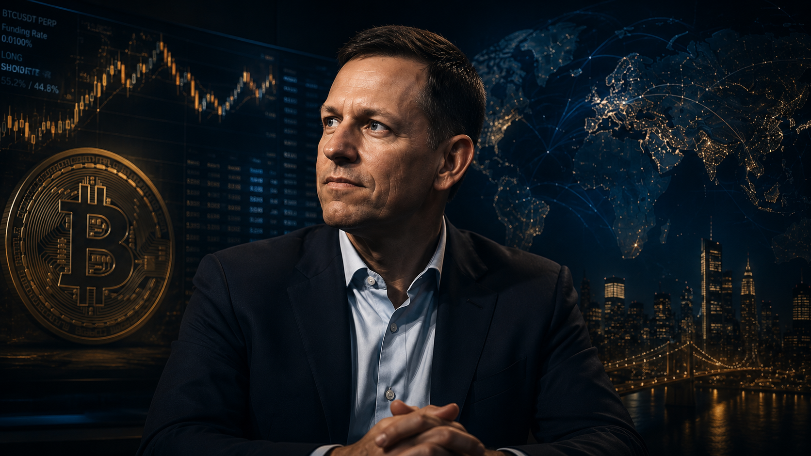 Peter Thiel contemplating future opportunities and unconventional business ideas