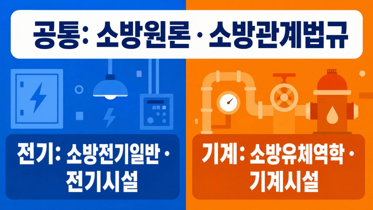 소방설비기사 전기와 기계의 공통과목 및 전공과목 차이