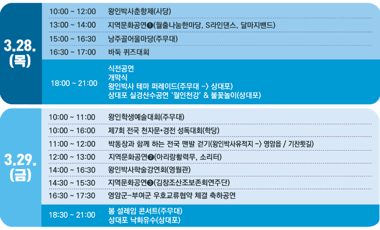 영암왕인문화축제 일정