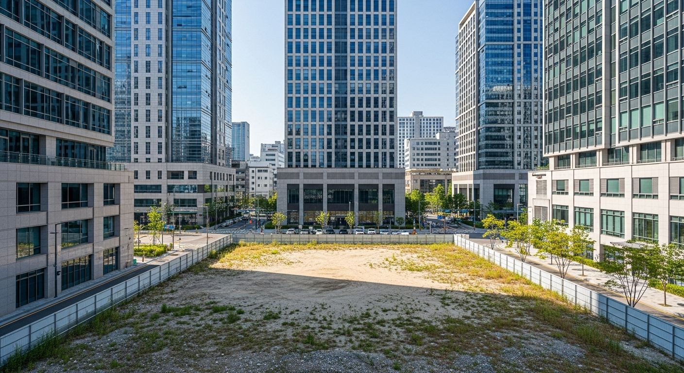 도심 고층빌딩 사이 공터, 향후 개발 지역