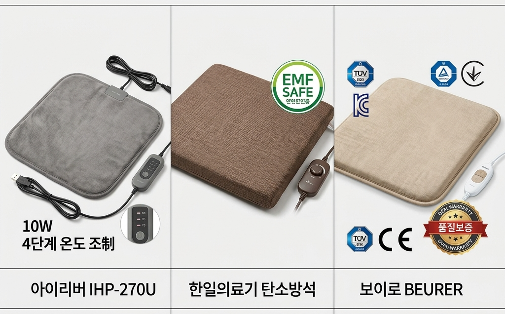 전기방석 추천 3종 비교 아이리버 한일의료기 보이로