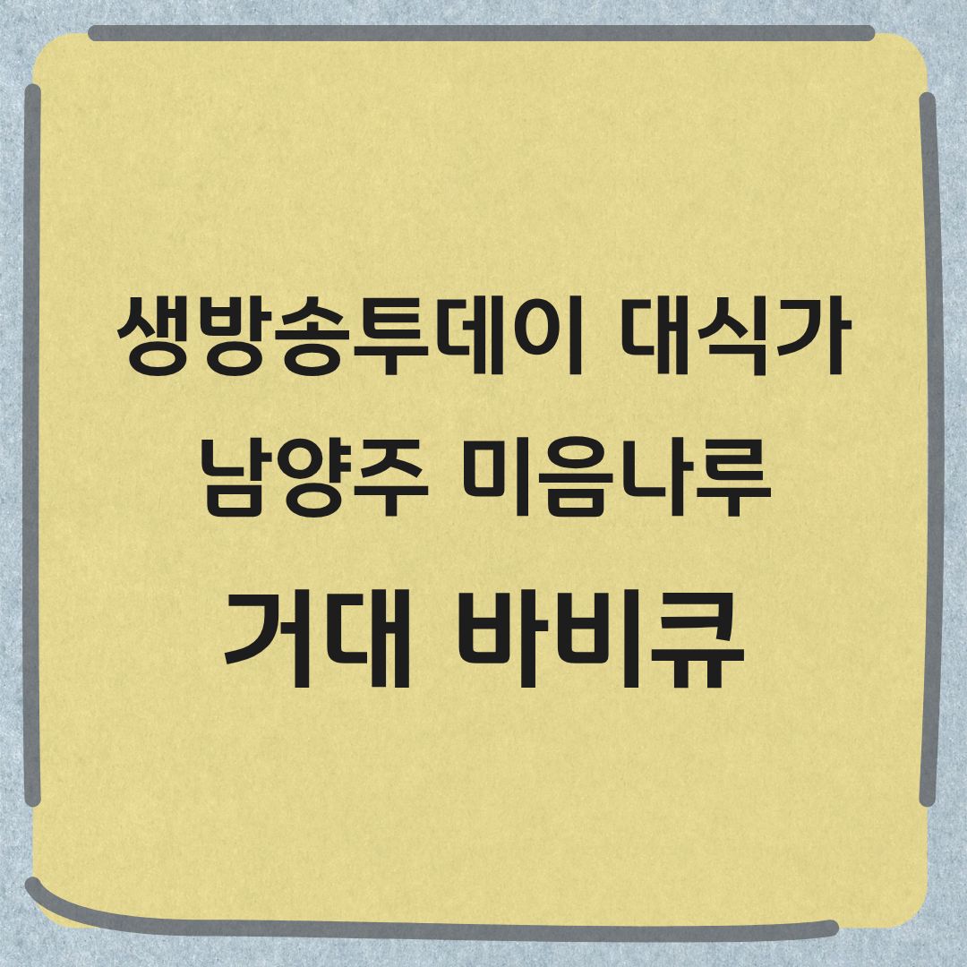생방송투데이 대식가 남양주 미음나루 바비큐 맛집 정보
