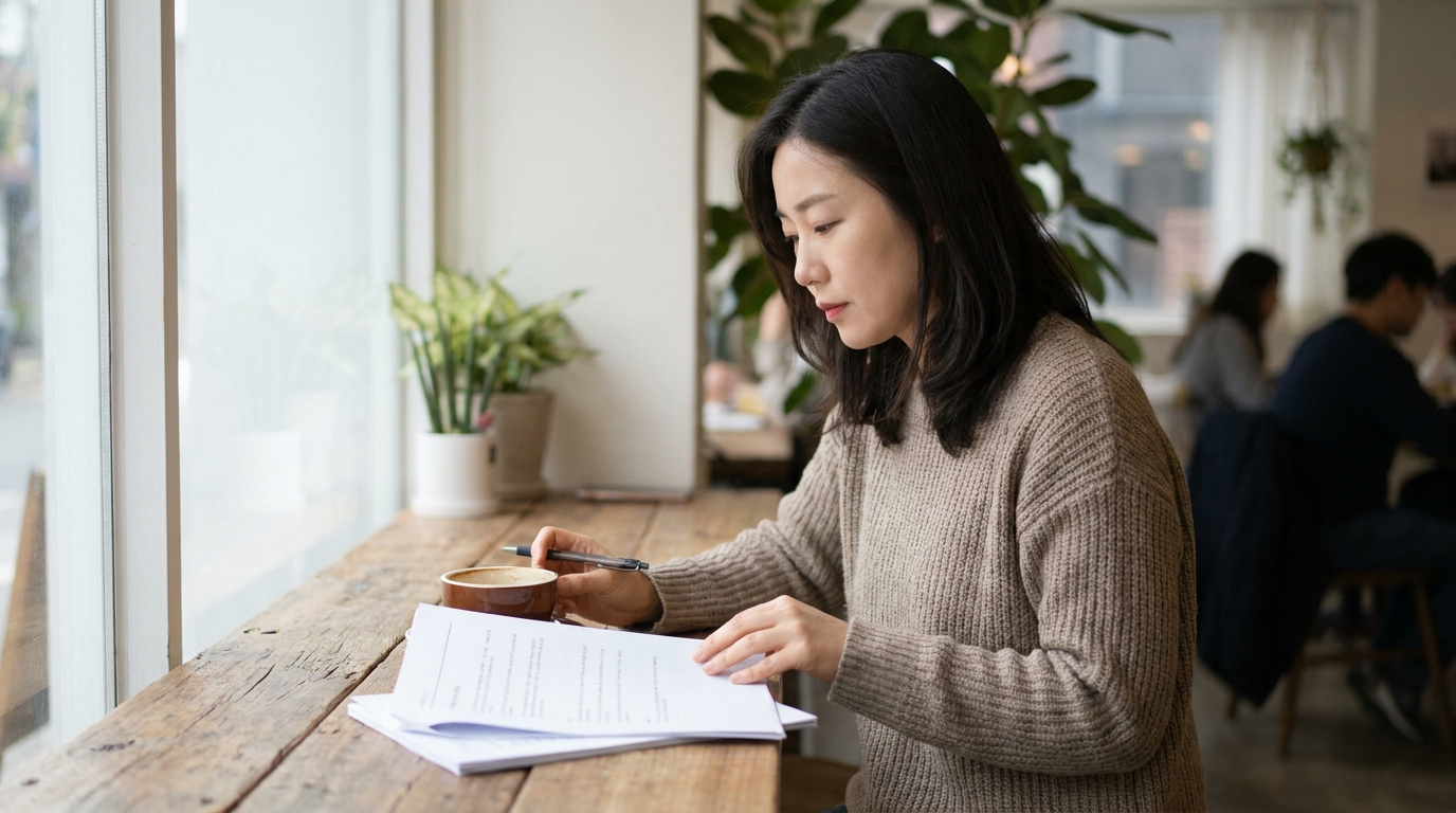 세금 서류 검토하는 직장인