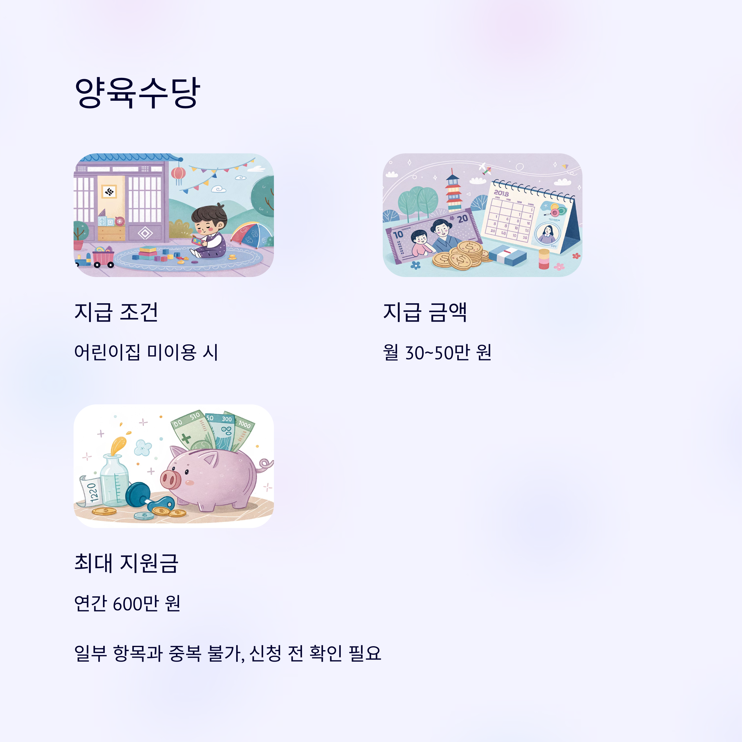 육아 기간 중 매달 받을 수 있는 지원금