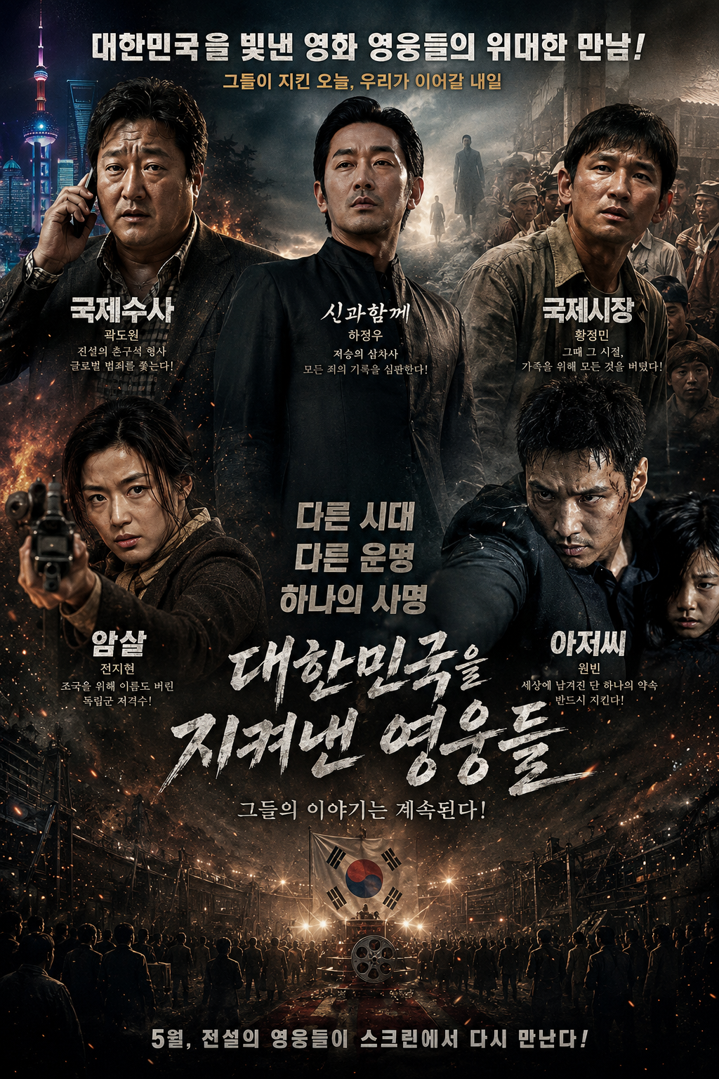 한국 액션영화 (2020-2010) 영화 주인공을 토대로 AI의 도움을 받아 만든 포스터