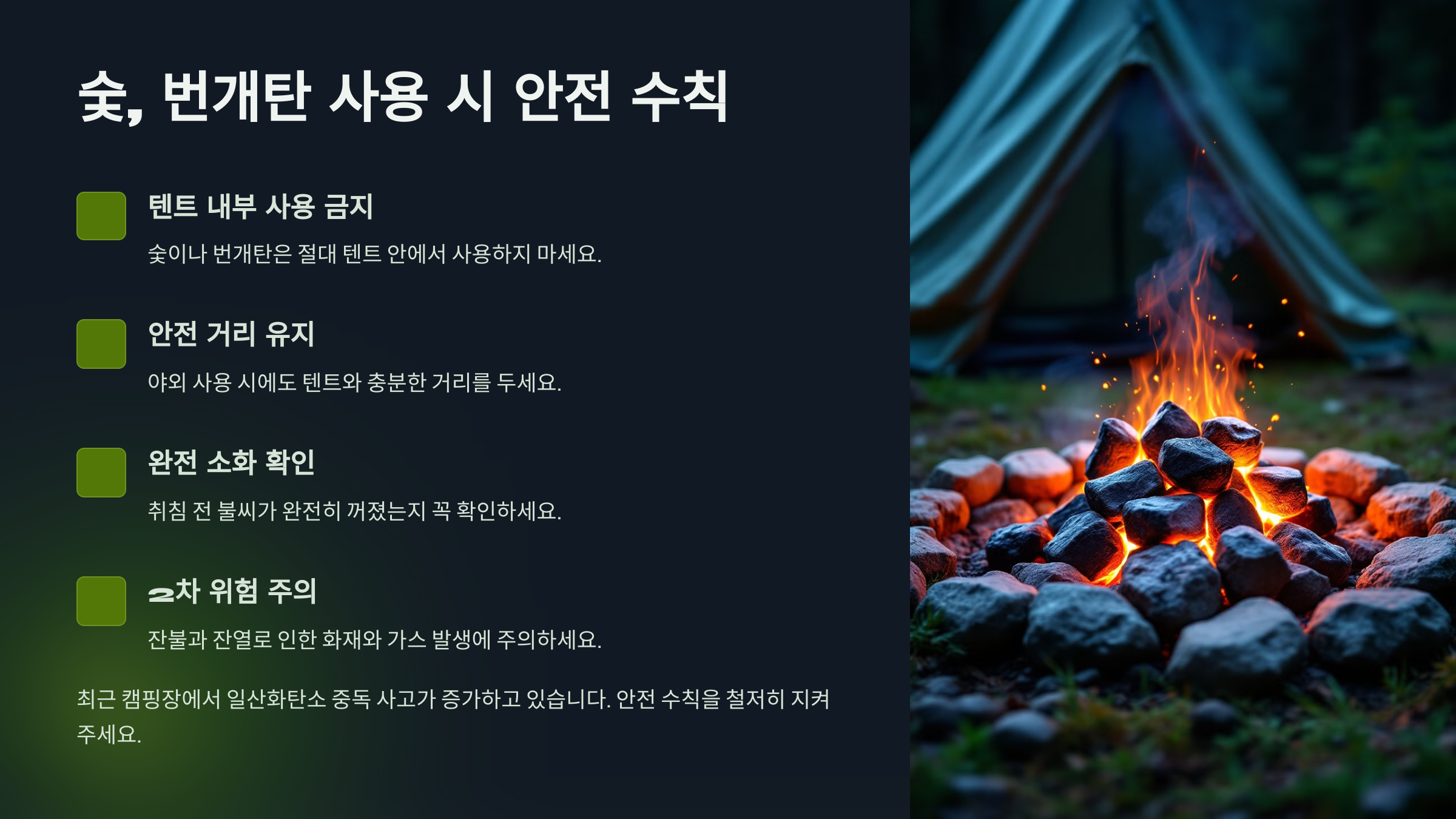 숯 번개탄 주의