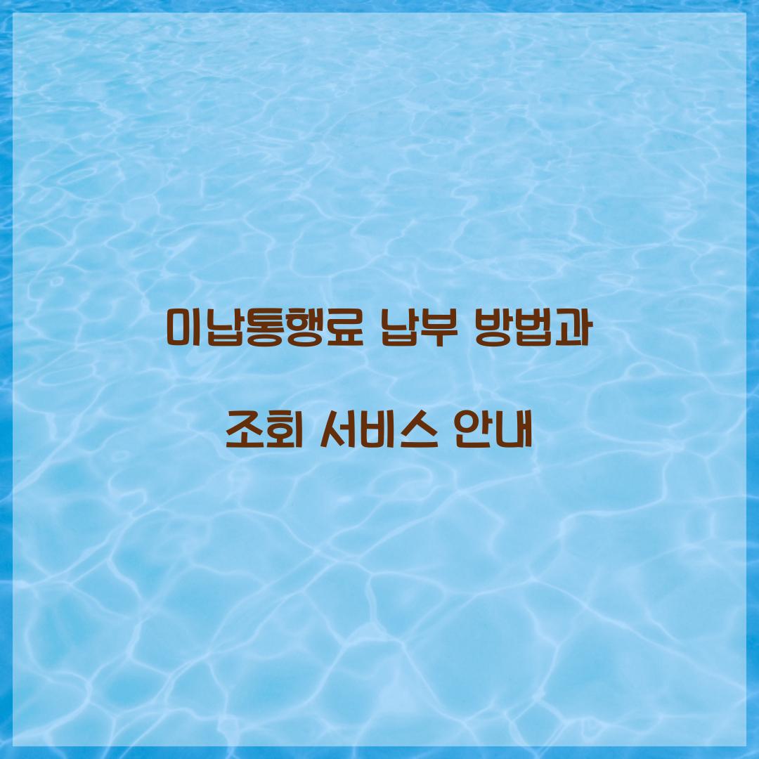 미납통행료 납부